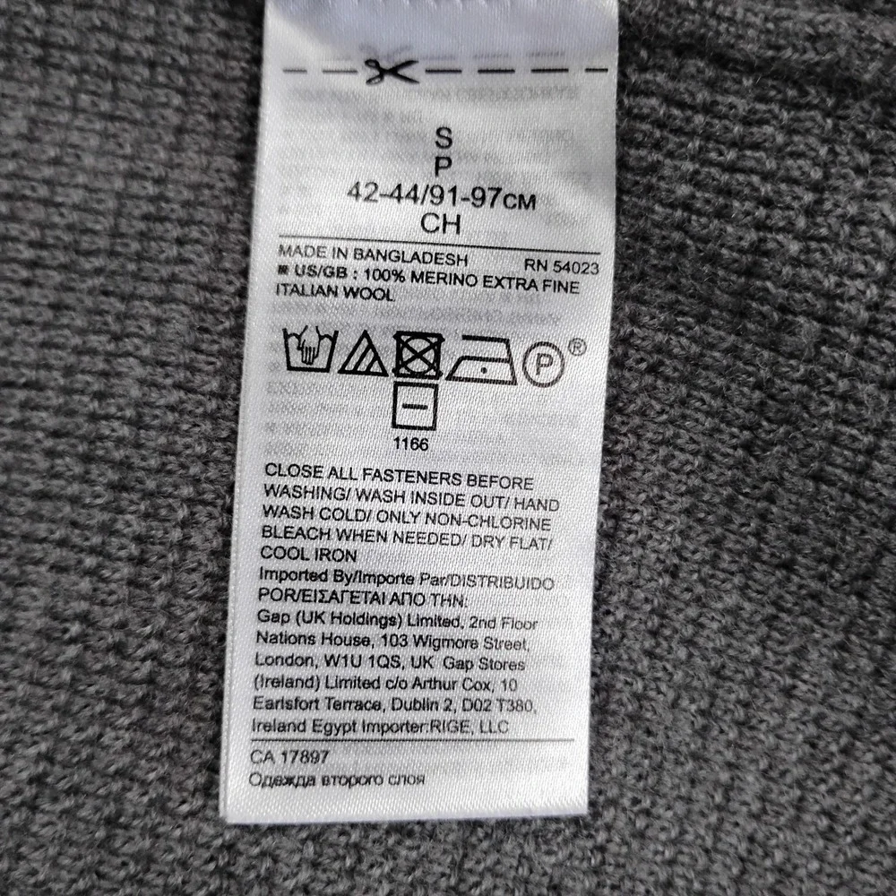 Banana Republic‎ Mens Baruffa Grey Merino Texture Wool Crew Neck Sweater Small